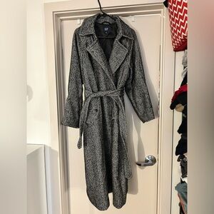 GAP Double-Breasted Herringbone Belted Trench Coat